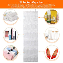 Load image into Gallery viewer, 24-Pocket: Over the Door Shoes Rack Crystal Clear Organizer
