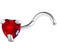 将图片加载到图库查看器，Sterling Silver 925 Light Siam CZ Heart Nose Ring
