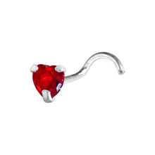 将图片加载到图库查看器，Sterling Silver 925 Light Siam CZ Heart Nose Ring
