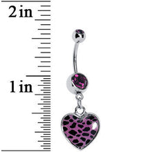 Load image into Gallery viewer, Purple Leopard Print Heart Dangle Belly Ring
