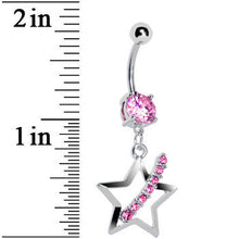 Load image into Gallery viewer, Pink Celestial Skies Star Dangle Belly Ring
