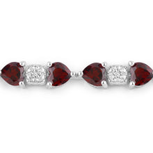 Load image into Gallery viewer, 11.10 Carat Genuine Garnet and White Diamond .925 Sterling Silver Bracelet
