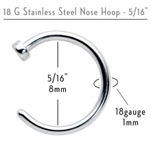 Load image into Gallery viewer, 18G 5/16 Stainless Steel Nose Hoop
