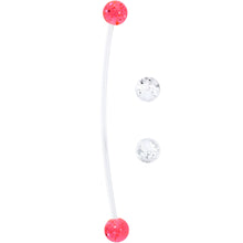 Load image into Gallery viewer, Pregnant Belly Button Ring Clear and Pink Glitter Pack Set
