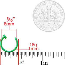 Load image into Gallery viewer, 18G 5/16 Green Anodized Titanium Nose Hoop
