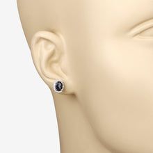 Load image into Gallery viewer, 2.16 Carat Genuine Blue Sapphire and White Diamond 14K White Gold Earrings
