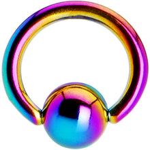 Load image into Gallery viewer, 16G 1/4 Rainbow Anodized Titanium Ball Captive Ring
