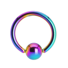 Load image into Gallery viewer, 16G 5/16 Rainbow Anodized Titanium Ball Captive Ring
