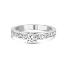 将图片加载到图库查看器，14K White Gold 1/2 Cttw Diamond Solitaire Pave Set Engagement Ring (G-H Color, VS2-SI1 Clarity) - Size 7
