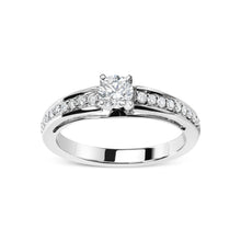 将图片加载到图库查看器，14K White Gold 1/2 Cttw Diamond Solitaire Pave Set Engagement Ring (G-H Color, VS2-SI1 Clarity) - Size 7
