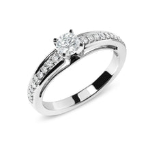 将图片加载到图库查看器，14K White Gold 1/2 Cttw Diamond Solitaire Pave Set Engagement Ring (G-H Color, VS2-SI1 Clarity) - Size 7
