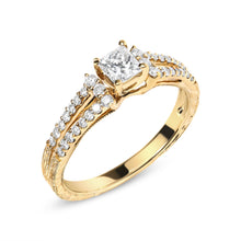 Load image into Gallery viewer, 14K Yellow Gold Diamond 5/8 Cttw Princess Diamond Split Shank and Milgrain Engagement Ring (G-H Color, VS2-SI1 Clarity) - Size 7

