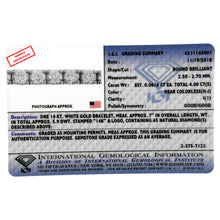 Load image into Gallery viewer, IGI Certified 5.0 Cttw Cut Diamond 14K White Gold Classic 7â€ Tennis Bracelet (H-I Color, I1-I2 Clarity)
