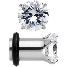 将图片加载到图库查看器，2G Clear CZ Gem Stainless Steel Single Flare Plug Set
