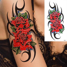 Load image into Gallery viewer, 25 Sheets Flower Rose Luxury Tattoos Waterproof Temporary Sticker 3D Rose Flower Tattoos Body Art Arm Fake Tatoo For Womens
