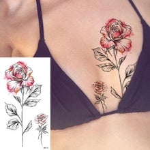 Load image into Gallery viewer, 25 Sheets Flower Rose Luxury Tattoos Waterproof Temporary Sticker 3D Rose Flower Tattoos Body Art Arm Fake Tatoo For Womens
