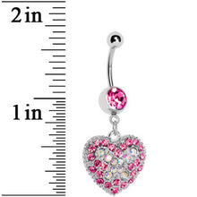 将图片加载到图库查看器，Love's Ascent Pink Butterfly Heart Dangle Belly Ring
