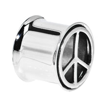 Load image into Gallery viewer, 9/16 Stainless Steel Double Flare Peace Symbol Tunnel
