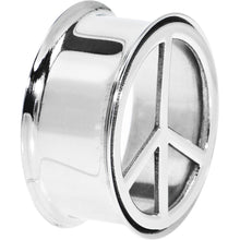 Load image into Gallery viewer, 1 inch Stainless Steel Double Flare Peace Symbol Tunnel
