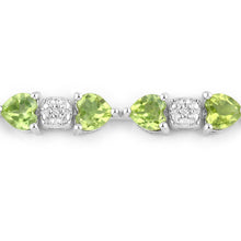 Load image into Gallery viewer, 9.78 Carat Genuine Peridot and White Diamond .925 Sterling Silver Bracelet
