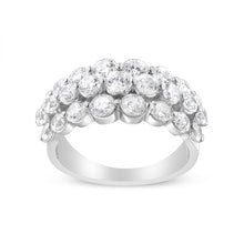 将图片加载到图库查看器，10K White Gold 2 1/2 Cttw Round Natural Diamond 3 Row Band Ring (I-J Color, I1-I2 Clarity) - Ring Size 7
