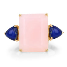 Load image into Gallery viewer, 12.18 Carat Genuine Pink Opal and Lapis .925 Sterling Silver Ring
