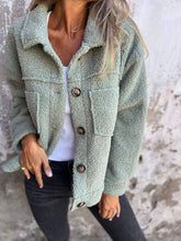 Load image into Gallery viewer, Comfortable Modern Women Full Size Fuzzy Button-Up Jacket with Drop Shoulder and Pockets
