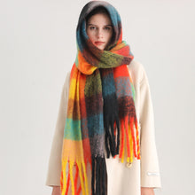 Load image into Gallery viewer, New Luxury Winter Soft Head Wraps Plaid Scarf Shawls Cashmere  Warm Cashmere Scarves Rainbow For Women
