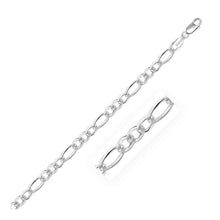 Load image into Gallery viewer, Rhodium Plated 5.5mm Sterling Silver Figaro Style Chain
