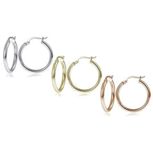 将图片加载到图库查看器，25mm Classic French Lock Hoops in Solid Sterling Silver
