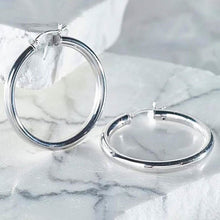 将图片加载到图库查看器，25mm Solid Sterling Silver Classic French Lock Hoops
