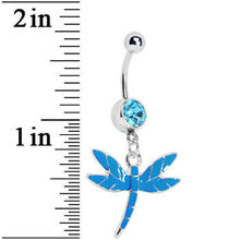 Load image into Gallery viewer, Blue Gem Enamel Dragonfly Belly Ring
