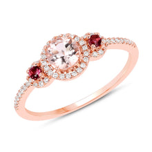 Load image into Gallery viewer, 0.63 Carat Genuine Morganite, Pink Tourmaline and White Diamond 14K Rose Gold Ring
