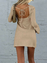 Load image into Gallery viewer, Elegant Backless Dress Round Neck Long Sleeve Mini Dress Stylish Party Girls Dress

