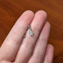 将图片加载到图库查看器，Top Down Clear Gem Dangle Star Eyebrow Ring
