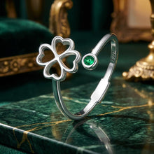 Load image into Gallery viewer, 925 Sterling Silver Four-Leaf Clover Ring with Pavé CZ - 0.15cm Width
