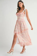 Load image into Gallery viewer, Floral Printed Shoulder Strap Midi Dress For Women – Floral Midi Dress, Shoulder Strap Dress, Ruffled Midi Dress, Feminine Floral Dress, Elegant Occasion Dress
