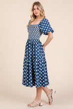 将图片加载到图库查看器，New Floral Embroidered Smocked Puff Sleeve Tiered Midi Dress For Women – Elegant, Romantic, Feminine, and Stylish Midi Dress with Floral Embroidery
