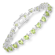 将图片加载到图库查看器，10.24 Carat Genuine Peridot and White Diamond .925 Sterling Silver Bracelet
