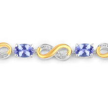 将图片加载到图库查看器，1.79 Carat Genuine Tanzanite and White Topaz .925 Sterling Silver Bracelet
