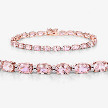 Load image into Gallery viewer, 8.95 Carat Genuine Morganite and White Diamond 14K Rose Gold Bracelet

