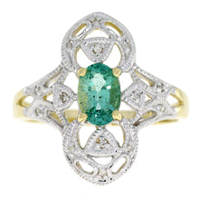 将图片加载到图库查看器，.70ct Emerald Diamond Ring 10KT Yellow Gold
