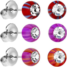 Load image into Gallery viewer, Acrylic Beach Ball Gem Stud Earrings Set
