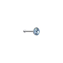 Load image into Gallery viewer, 925 Silver 2mm Round Aqua Nose Bone Created with Crystals
