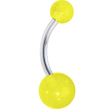 Load image into Gallery viewer, Yellow GLOW in the DARK Belly Button Ring

