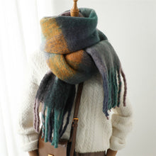 Load image into Gallery viewer, New Luxury Winter Soft Head Wraps Plaid Scarf Shawls Cashmere  Warm Cashmere Scarves Rainbow For Women
