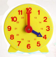 将图片加载到图库查看器，Montessori Student Learning Clock Time Teacher Gear Clock 4 Inch 12/24 Hour Plastic Mini Geared Clock, Learning Clock Classroom Kit, Clock for Kids Learning to Tell Time, Yellow Practice Clock for Kids, Teaching Clock, School Supplies
