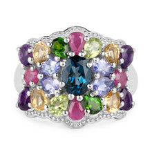 将图片加载到图库查看器，4.02 Carat Genuine Multi Stone .925 Sterling Silver Ring
