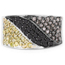 将图片加载到图库查看器，1.32 Carat Genuine multi Diamond .925 Sterling Silver Ring
