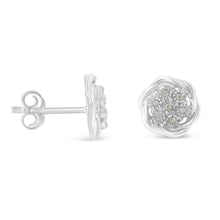 Load image into Gallery viewer, Sterling Silver Diamond Swirl Cluster Stud Earrings (1/6 cttw, I-J Color, I2-I3 Clarity)
